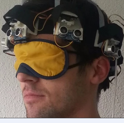 超声波传感器头盔 闭着眼也能正常走路